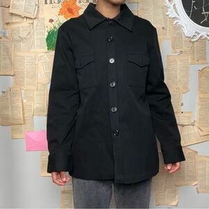 Gap Long Sleeve Stretch Solid Black Button Down